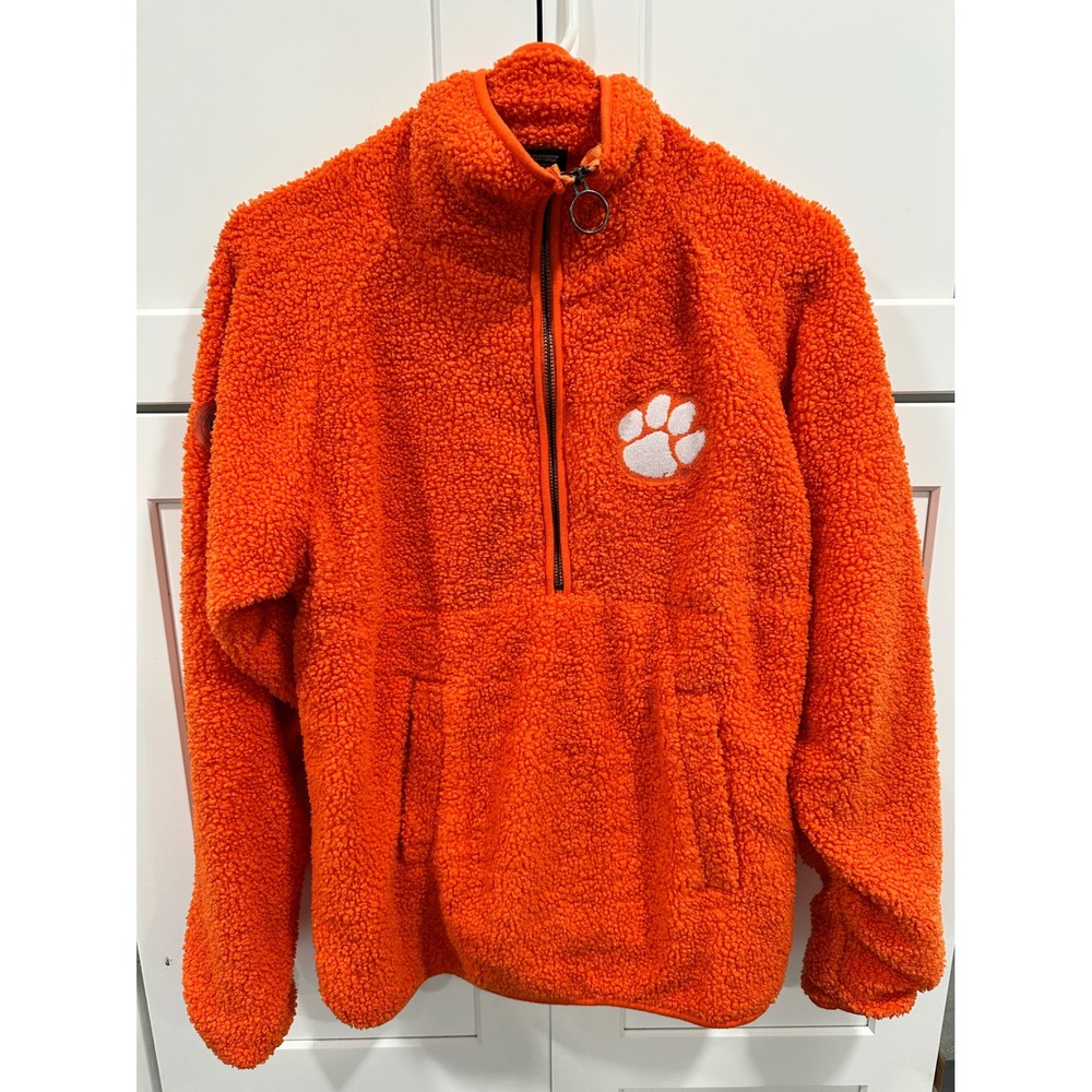 Colosseum Clemson Tigers Sherpa Pullover Quarter Zip Fleece Orange M